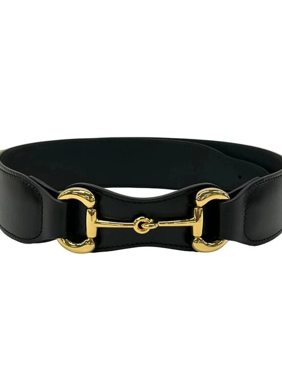 GUCCI 600636 Black Gold Leather Hardware Belt main image 4